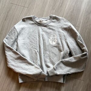 Good American Light Gray Crewneck Sweatshirt / LEO - Lion